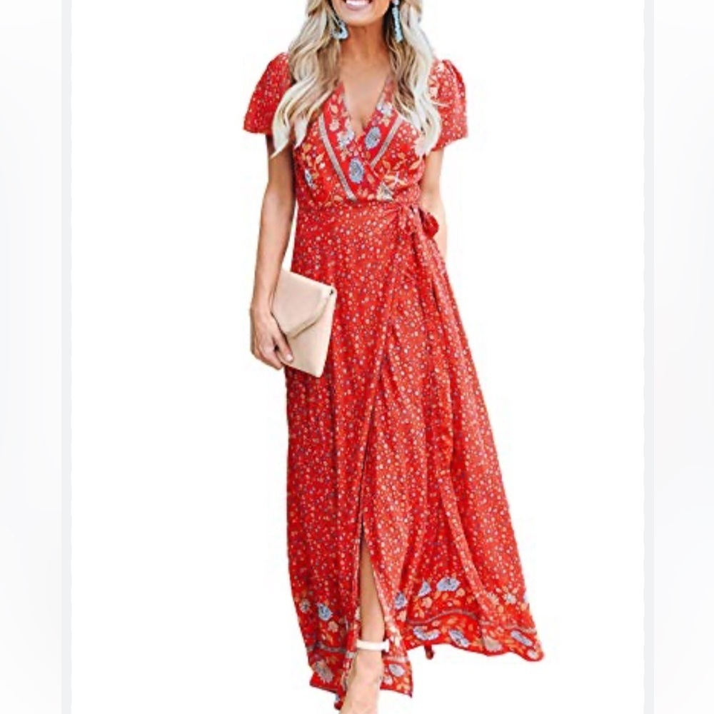 AAKAA Boho style maxi wrap dress